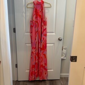 Vibrant Pink and Red Maxi Dress